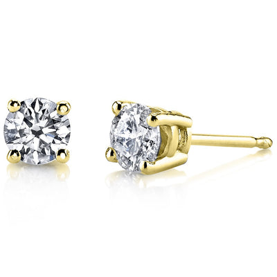 Diamond Classic Solitaire Stud Earrings 14K Yellow Gold
