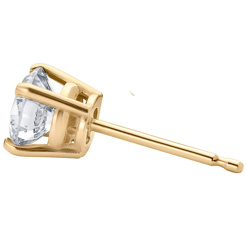 3 8 Carat Lab Grown Diamond Single Stud Earring For Men In 14K Yellow Gold E19248 alternate view and angle