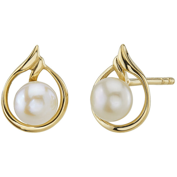 14K Yellow Gold Pearl Earrings | E19262 | Peora.com