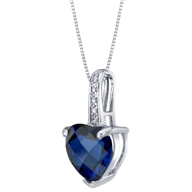 Heart Shape Swiss Blue Topaz and Diamond Pendant Necklace 14K White Gold 2.50 Carats