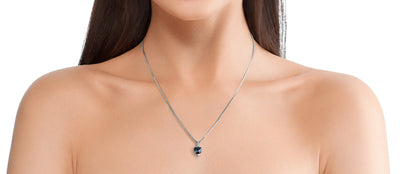 14K White Gold Created Alexandrite And Diamond Heart Pendant 2 25 Carats P10060 on a model