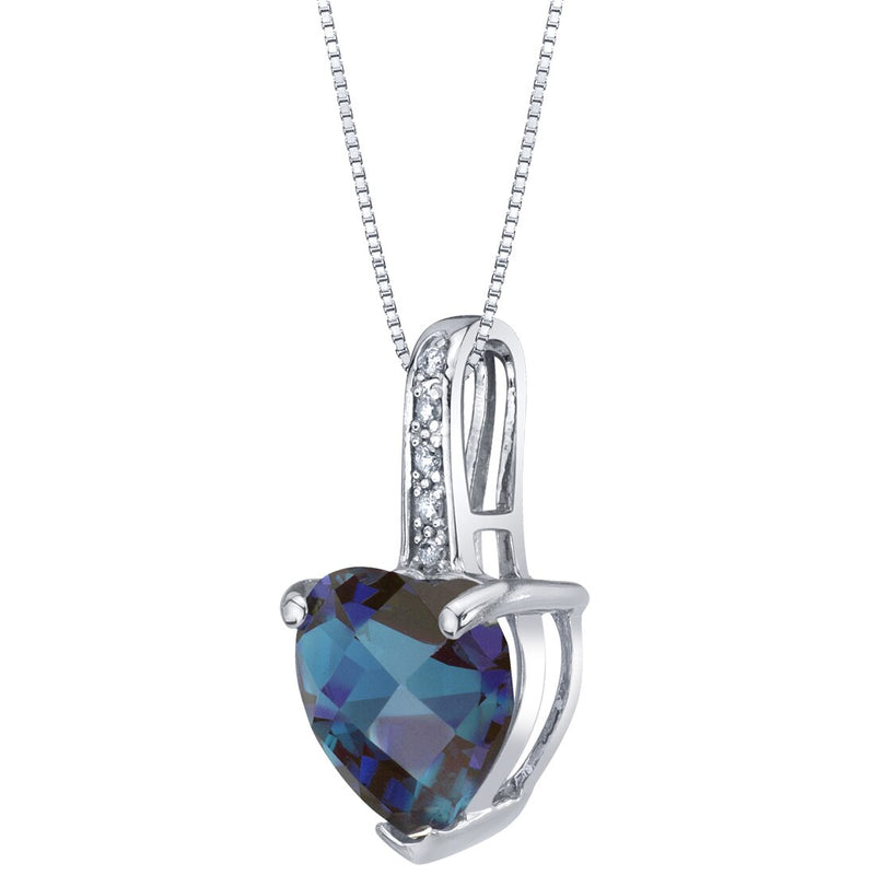 Heart Shape Alexandrite and Diamond Pendant Necklace 14K White Gold 2.25 Carats