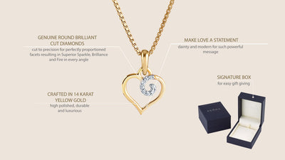 14K Yellow Gold Diamond Accent Dainty Heart Pendant P10088 on a model or additional view