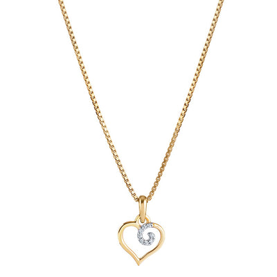 Diamond Dainty Heart Pendant Necklace 14K Yellow Gold