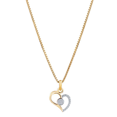 Diamond Tilted Heart Pendant Necklace 14K Yellow Gold