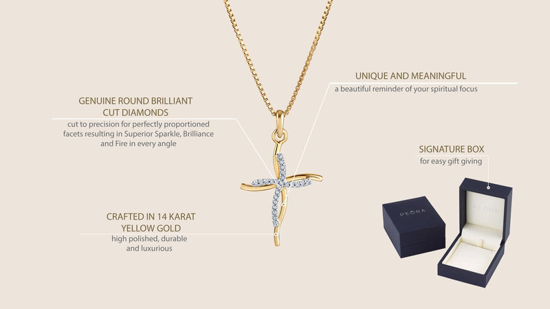 14K Yellow Gold Diamond Accent Double Cross Pendant P10096 on a model or additional view