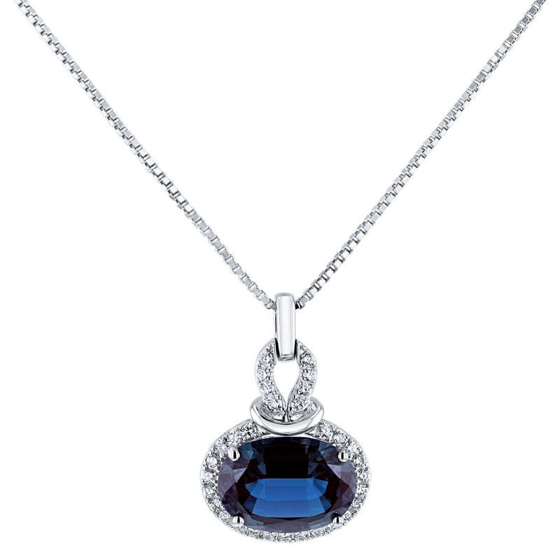 14K White Gold Created Alexandrite And Lab Grown Diamond Pendant 7 96 Carats Total P10108 alternate view and angle