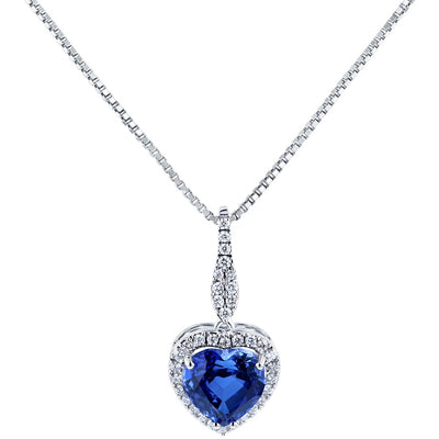 14K White Gold Created Sapphire And Lab Grown Diamond Pendant 5 36 Carats Total Heart Shape P10116 alternate view and angle