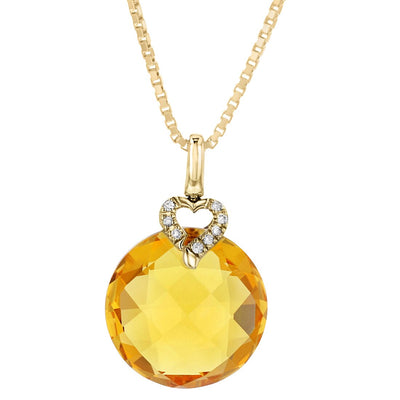 Citrine Diamond Briolette Pendant In 14 Karat Yellow Gold 8 04 Carats Total P10132 alternate view and angle
