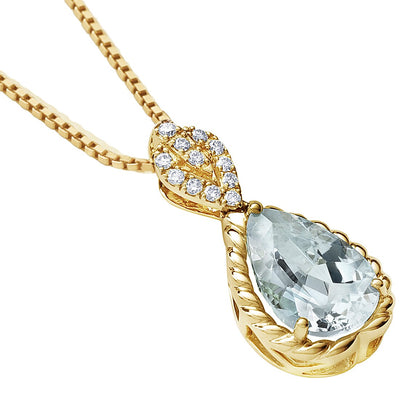Aquamarine And Lab Grown Diamond Infinity Cable Teardrop Pendant In 14 Karat Yellow Gold 3 15 Carats Total P10136 alternate view and angle