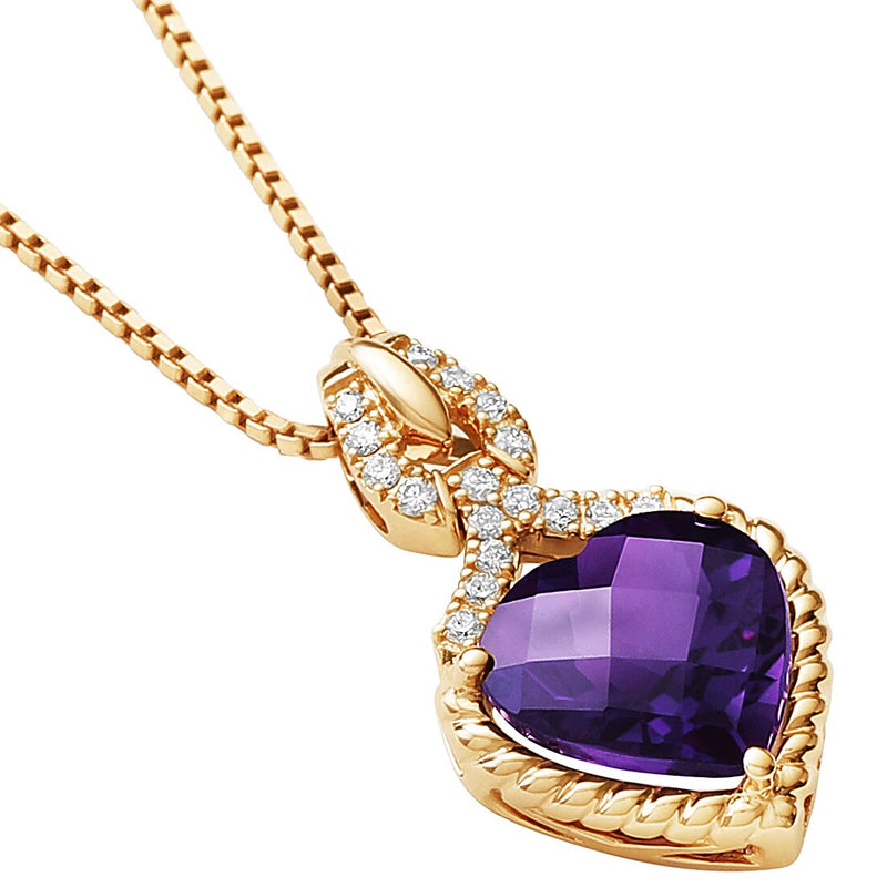 Amethyst And Lab Grown Diamond Heart Pendant In 14 Karat Rose Gold Cable Halo Solitaire 10Mm 3 14 Carats Total P10148 alternate view and angle