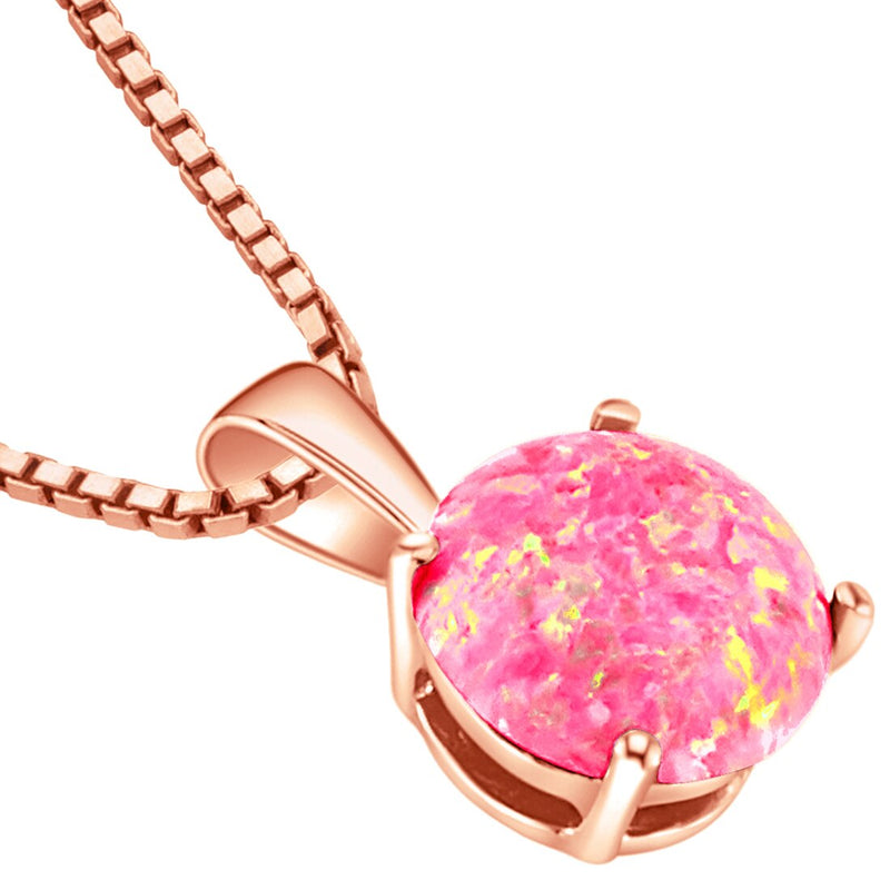 Pink Opal Pendant Necklace 14K Rose Gold 1 Carat