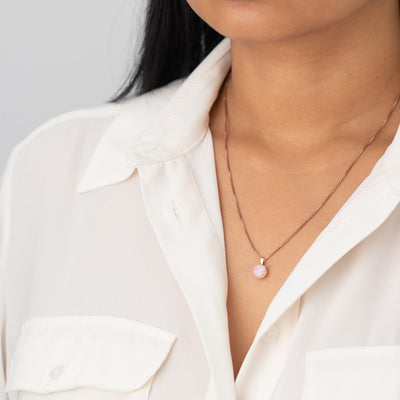 Pink Opal Pendant Necklace 14K Rose Gold 1 Carat
