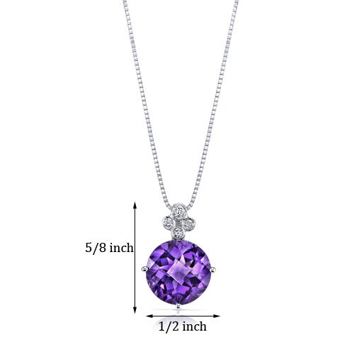 Amethyst and Diamond Pendant Necklace 14K White Gold 3.50 Carats Round