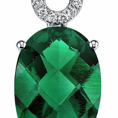 Emerald Pendant Necklace 14 Karat White Gold Oval 5.5 Carats