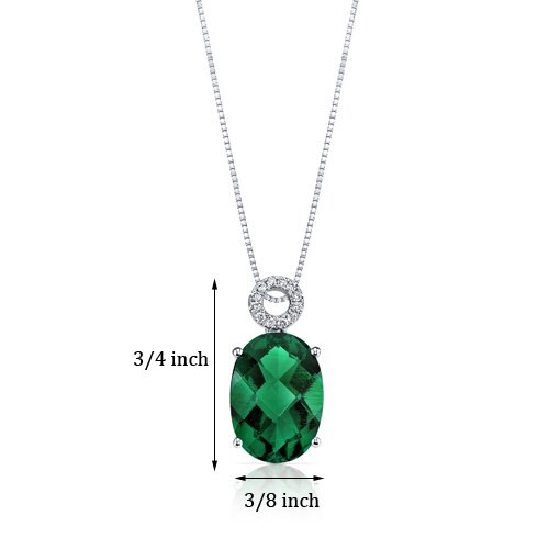 Emerald Pendant Necklace 14 Karat White Gold Oval 5.5 Carats