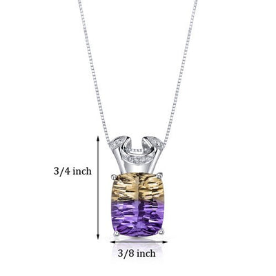 Ametrine Pendant Necklace 14 Karat White Gold Cushion 5 Carats