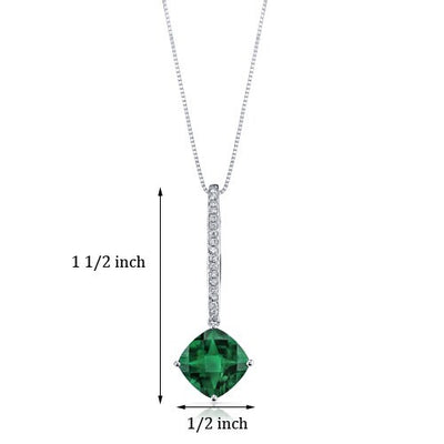 Emerald Pendant Necklace 14 Karat White Gold Cushion Cut 4 Carat