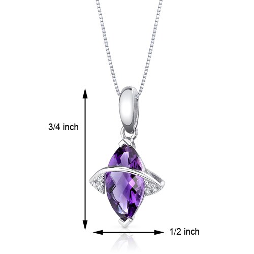 Amethyst Pendant Necklace 14 Karat White Gold Marquise 1.52 Cts