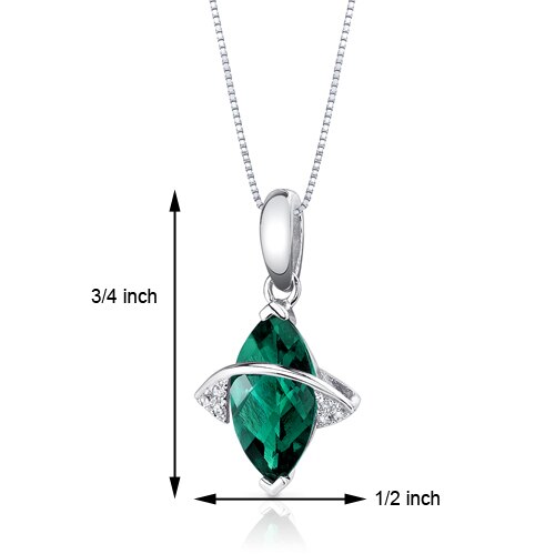 Emerald Pendant Necklace 14 Karat White Gold Marquise 1.45 Carat