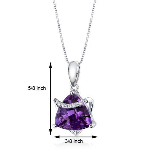 Amethyst Pendant Necklace 14 Karat White Gold Triangle 2.43 Cts