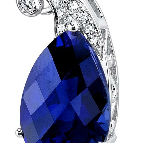 Blue Sapphire Pendant Necklace 14 Karat White Gold Pear 4.23 Cts