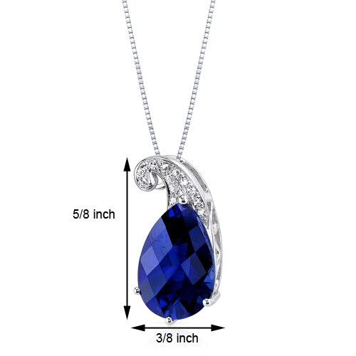 Blue Sapphire Pendant Necklace 14 Karat White Gold Pear 4.23 Cts