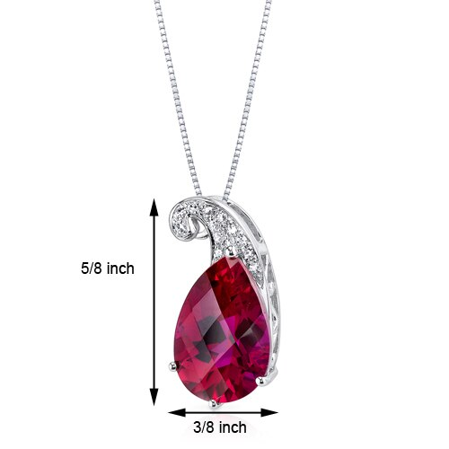 Ruby Pendant Necklace 14 Karat White Gold Pear Shape 4.2 Carats