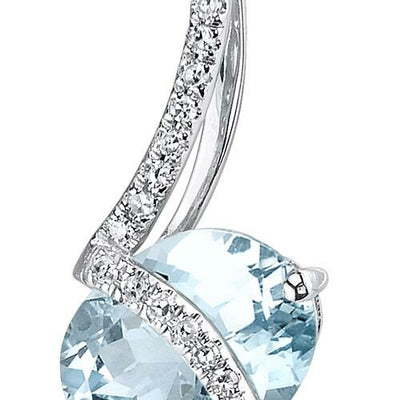 Aquamarine and Diamond Pendant Necklace 14K White Gold 1.54 Carats Oval