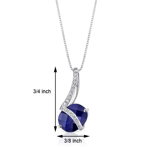 Blue Sapphire Pendant Necklace 14 Karat White Gold Oval 2.42 Cts