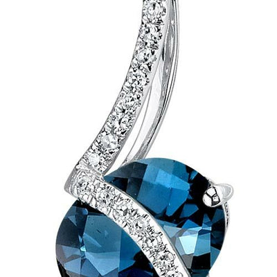 London Blue Topaz Pendant 14 Karat White Gold Oval 2.3 Carats