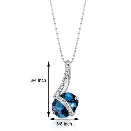 London Blue Topaz Pendant 14 Karat White Gold Oval 2.3 Carats