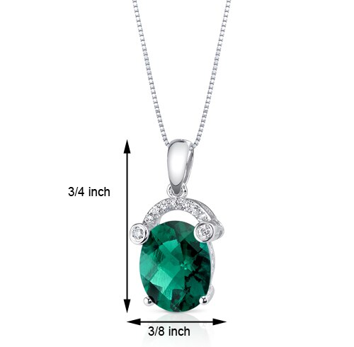 Emerald Pendant Necklace 14 Karat White Gold Oval 2.43 Carats