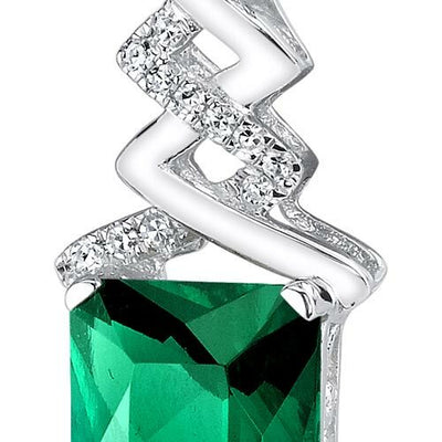 Emerald Pendant Necklace 14 Karat White Gold Radiant 3.15 Carats P8802