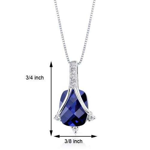 Blue Sapphire Pendant Necklace 14 Karat White Gold 2.73 Carats