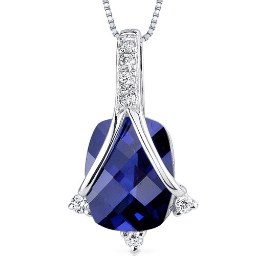 Blue Sapphire Pendant Necklace 14 Karat White Gold 2.73 Carats