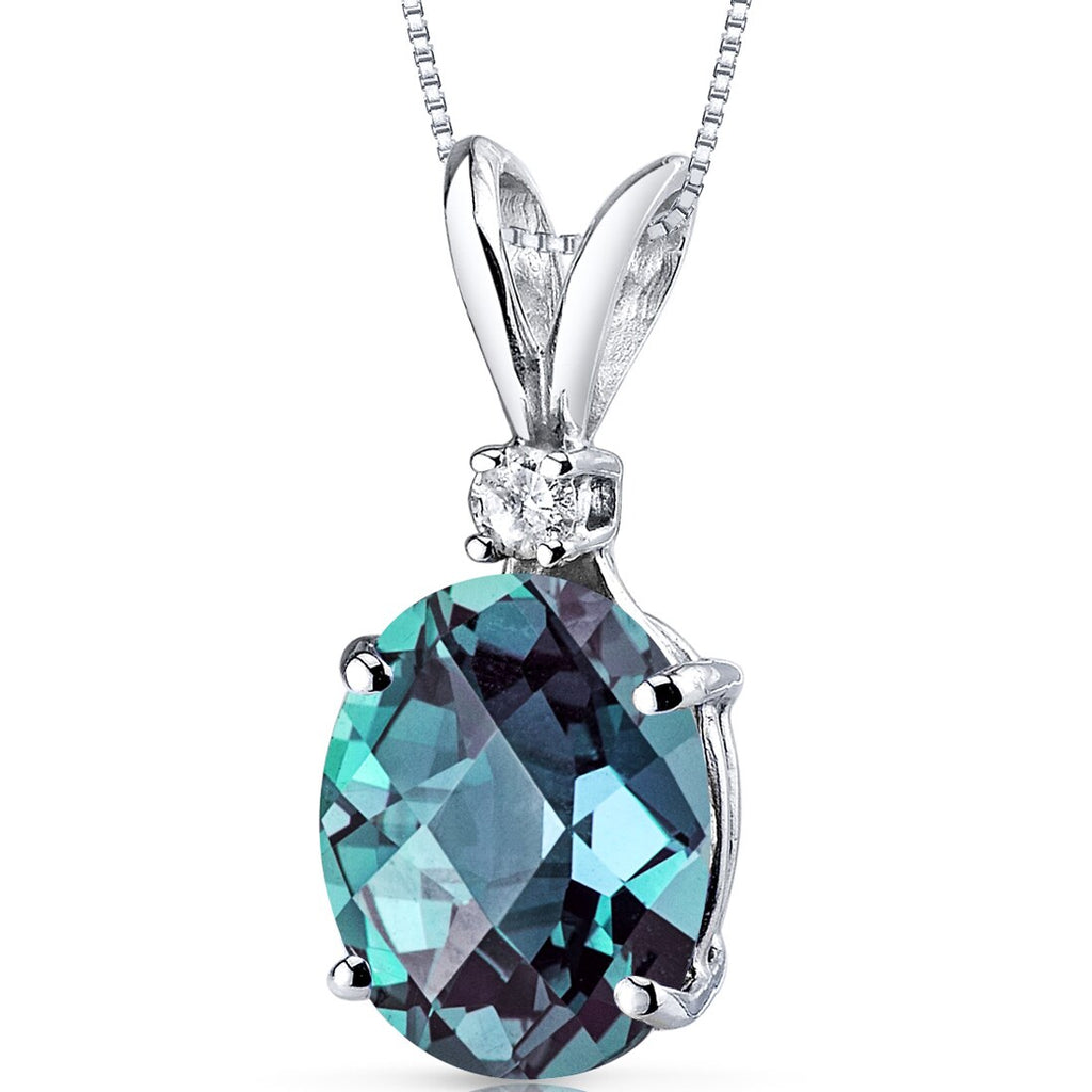 Alexandrite Diamond Pendant 14K White Gold Oval | P8938 | Peora