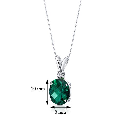 Emerald and Diamond Pendant Necklace 14K White Gold 2.29 Carats Oval