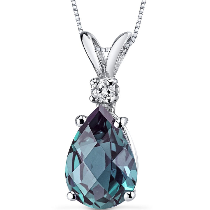 Alexandrite Diamond Pendant 14K White Gold Pear | P8958 | Peora Alexandrite Diamond Pendant 14K White Gold Pear | P8958 | Peora