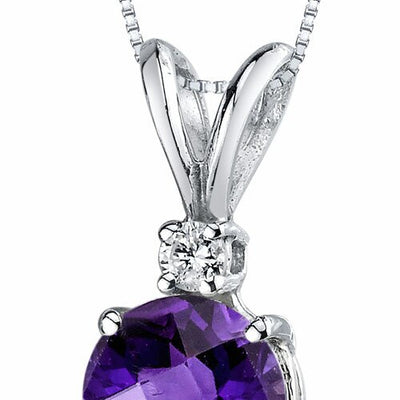 Amethyst and Diamond Pendant Necklace 14k White Gold 1 Carat Round