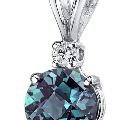 Alexandrite and Diamond Pendant Necklace 14K White Gold 1.25 Carats Round