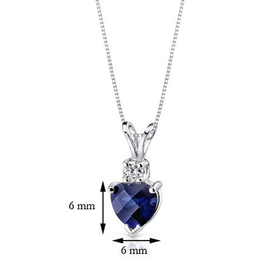 Blue Sapphire Pendant 14 Karat White Gold Heart 1.15 Carats