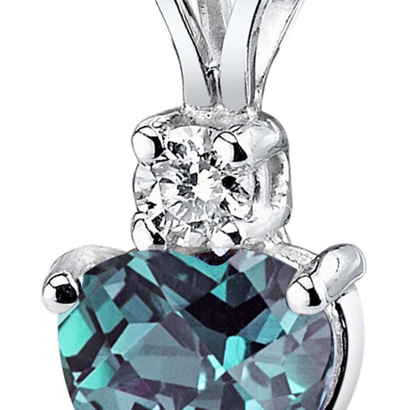 Alexandrite and Diamond Pendant Necklace 14K White Gold 1 Carat Heart Shape
