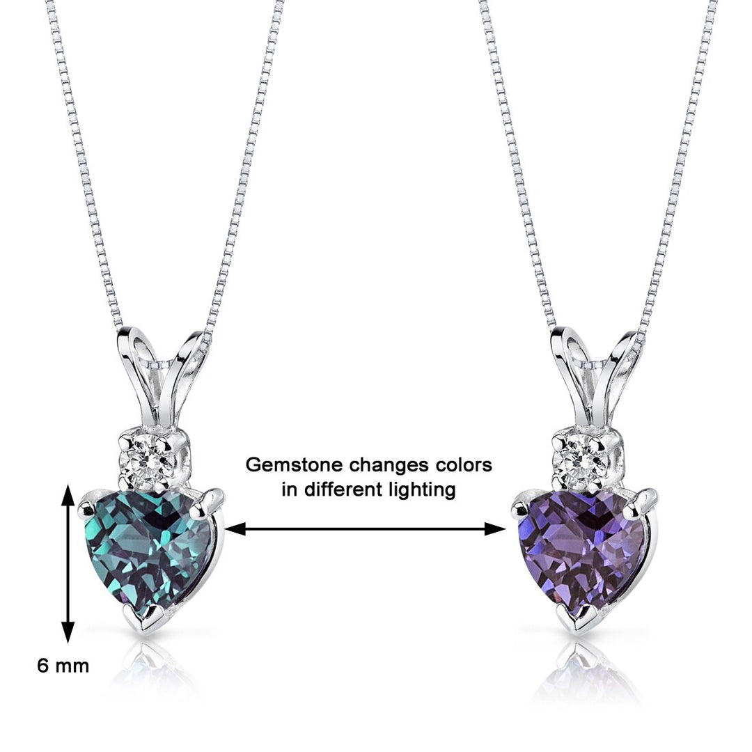 Alexandrite Diamond Pendant 14K White Gold Heart | P9008 | Peora Alexandrite Diamond Pendant 14K White Gold Heart | P9008 | Peora