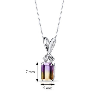 Ametrine and Diamond Pendant Necklace 14K White Gold 0.94 Carat Emerald Cut