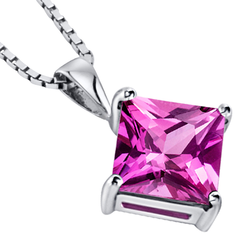 Pink Sapphire Pendant Necklace 14 Karat White Gold 3.23 Carats