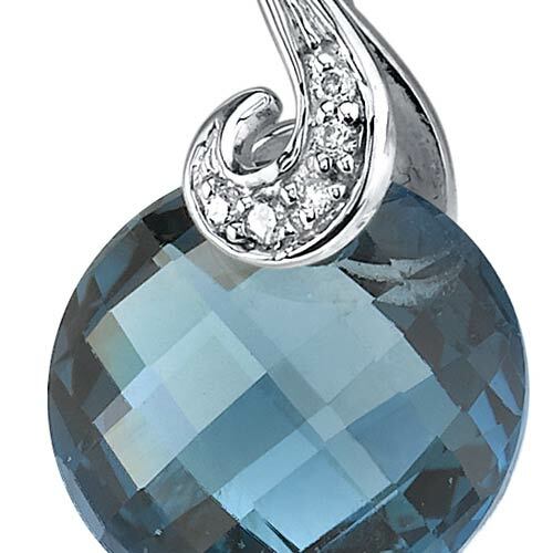 London Blue Topaz Pendant 14 Karat White Gold Round 4.5 Carats