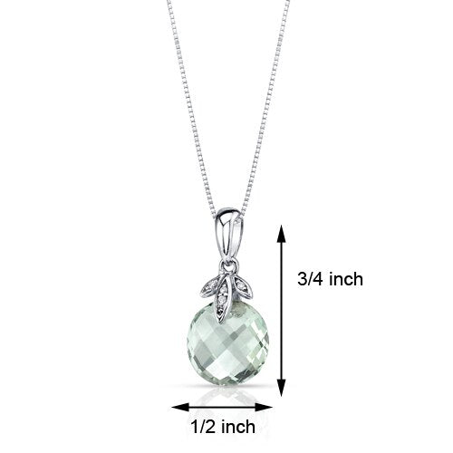 Green Amethyst Pendant 14 Karat White Gold Round 3.5 Carats P9178