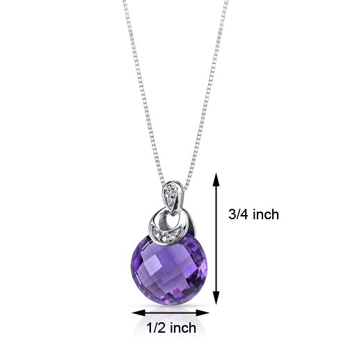 Amethyst and Diamond Pendant Necklace 14K White Gold 3.50 Carats Round Shape