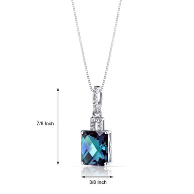 14K White Gold Created Alexandrite Pendant Radiant Cut 3.75 Carats